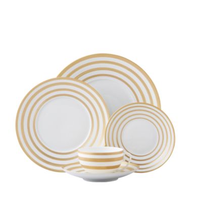 JL Coquet Hemisphere Dinnerware, Gold Stripes