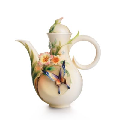 Franz Collection Fluttering Beauty Flower and Butterfly Teapot