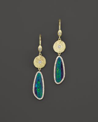 Meira T Meira T 14K Yellow Gold Opal Elongated Earrings