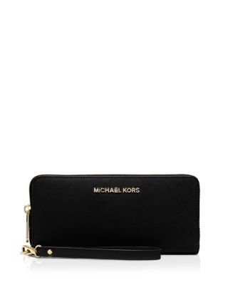 Shop Michael Michael Kors Jet Set Travel Continental Wallet In Black/silver