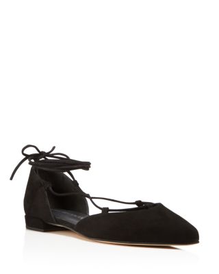 Stuart Weitzman Gilligan Suede Lace Up d'Orsay Flats