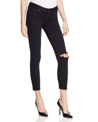 PAIGE DENIM VERDUGO CROP JEANS IN JET BLACK DESTROYED,2935521-2800