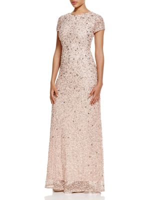 Adrianna Papell Short Sleeve Embellished Gown