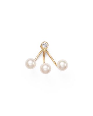 Zoë Chicco 14K Yellow Gold and Diamond Stud Earring with Cultured Freshwater Pearl Ear Jacket