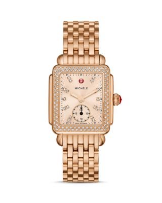 MICHELE Deco 16 Diamond Dial Watch Head, 29 x 31mm & Deco 16 Bracelet