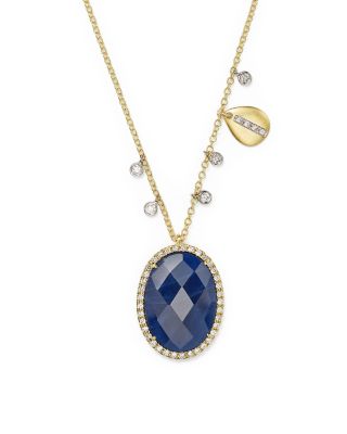 Meira T 14K Yellow Gold and 14K White Gold Blue Sapphire Pendant Necklace with Diamonds