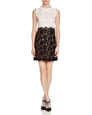 PAULE KA Color-Blocked Lace Dress