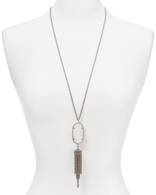 Kendra Scott Signature Rayne Pendant Tassel Necklace, 38 In White Pearl/rhodium