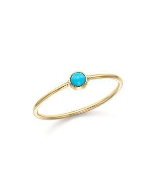 Zoë Chicco 14K Yellow Gold and Turquoise Bezel Thin Ring