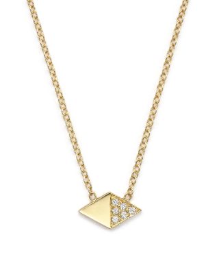 Zoë Chicco 14K Yellow Gold Half Pavé Diamond Shape Necklace, 16