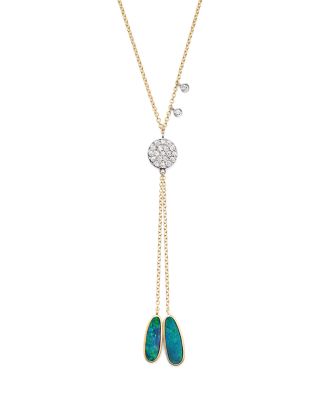 Meira T 14K Yellow Gold, Opal and Diamond Disc Lariat Necklace, 18