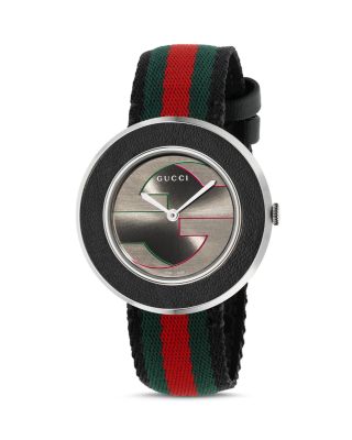 Gucci U-Play Leather and Stainless Steel Watch, 35mm