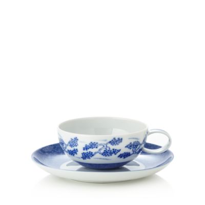 Mottahedeh Blue Shou Tea Cup & Saucer