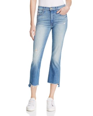 MOTHER Insider Step Crop Fray Jeans in Shake Well