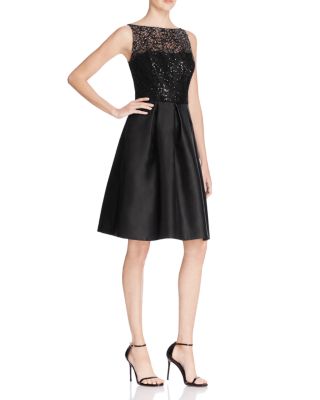 Carmen Marc Valvo Sequin Fit and Flare Dress