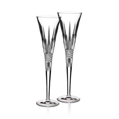 Waterford Lismore Diamond Flute, Set of 2