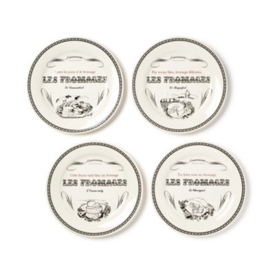 Gien France Les Fromages Tidbit Plates, Set of 4