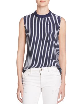 FRAME Sleeveless Overlap Silk Blouse