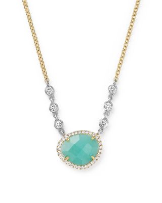 Meira T 14K White and Yellow Gold Amazonite Necklace with Diamonds, 16