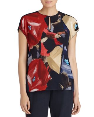 Lafayette 148 New York Zane Brushstroke Floral Blouse