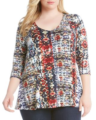 Karen Kane Plus Spanish Days Printed Top