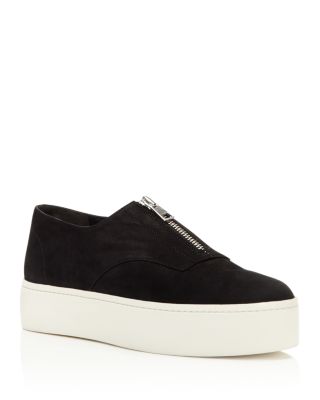 Vince Warner Nubuck Leather Platform Zip Sneakers