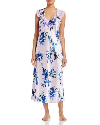 Oscar de la Renta Pink Label Floral Print Satin Gown