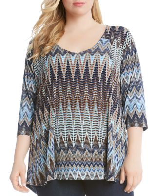 Karen Kane Plus Zigzag Print Tunic Top