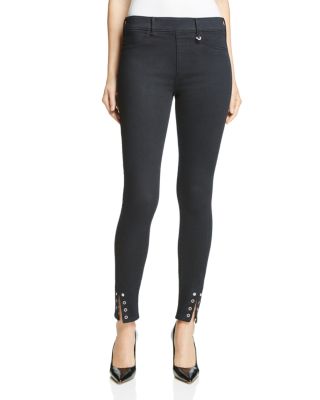 True Religion Lace Up Denim Leggings in Overdye Black