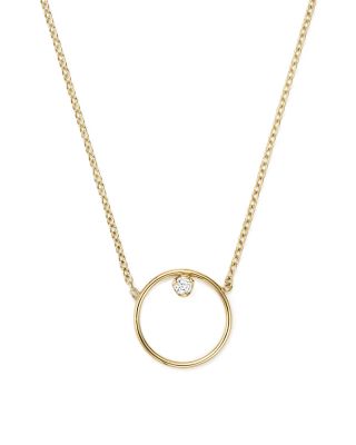 Zoë Chicco 14K Yellow Gold Paris Small Circle Diamond Necklace, 15