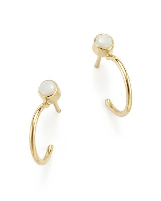 Zoë Chicco 14K Yellow Gold Huggie Hoops with Opal