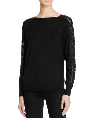 Magaschoni Embellished Sleeve Cashmere Sweater