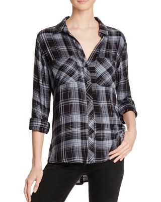 Bella Dahl Two Pocket Plaid Button Down Shirt