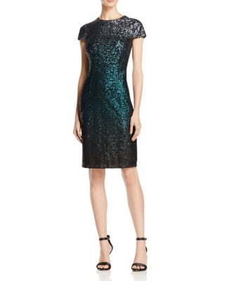 Carmen Marc Valvo Ombré Sequin Sheath Dress