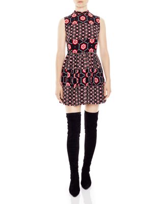 Sandro Honeycomb Printed Silk Dress