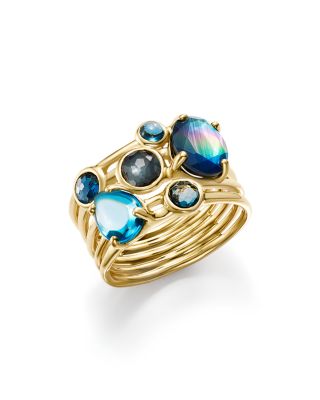 IPPOLITA 18K Gold Rock Candy® Gelato Multi Band Cluster Ring in Midnight Rain