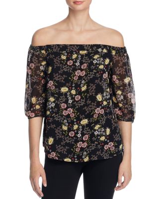 1.STATE Floral Print Off-The-Shoulder Blouse