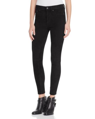 rag & bone/JEAN High Rise Suede Skinny Pants in Black