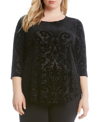 Karen Kane Plus Velvet Burnout Top