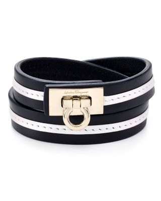 Salvatore Ferragamo Gancini Leather Wrap Bracelet