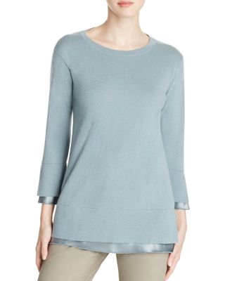 Lafayette 148 New York Silk Trim Cashmere Sweater