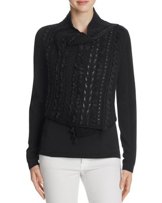 Elie Tahari Sandy Mixed Media Cardigan