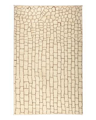 Solo Rugs Moroccan Area Rug - Beige Bricks, 5'1