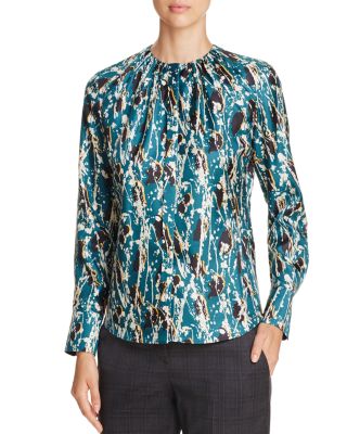 BOSS Banora Splash Print Silk Blouse