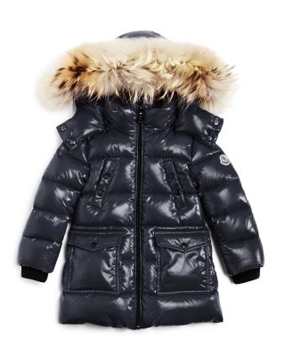 Moncler Girls' Fragont Fur Trimmed Down Puffer Coat - Sizes 8-14