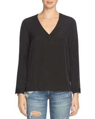 1.STATE Deep V Crossover Blouse