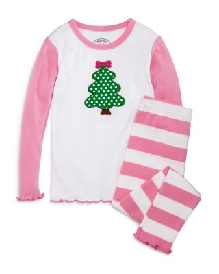 Sara's Prints Girls' Polka Dot Christmas Tree Pajama Set - Sizes 2-7