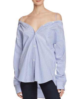 Theory Tamalee Dalton Stripe Cold-Shoulder Shirt