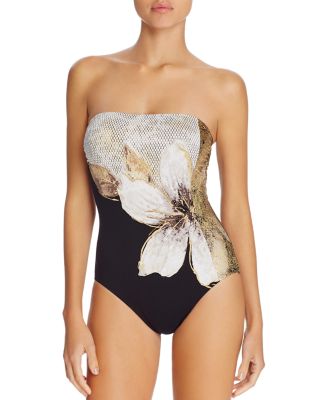 Carmen Marc Valvo Gilded Garden Band One Piece Swimsuit