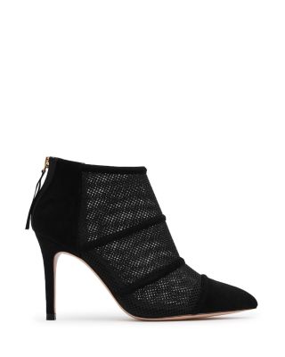 REISS Devon Mesh and Suede Pointed Toe High Heel Booties